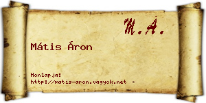 Mátis Áron névjegykártya
